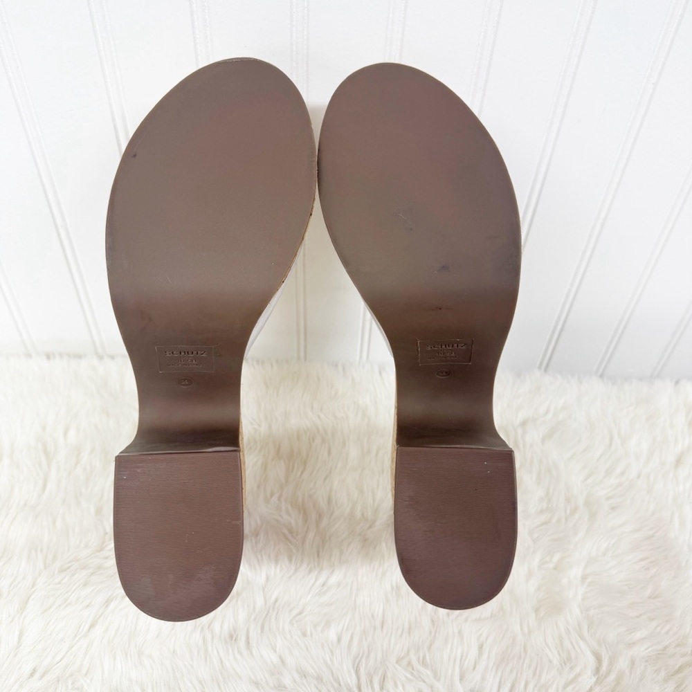 SCHUTZ Dalle Clear Cork Platform Sandal Size 10.5 Chunky Heel Peep Toe Y2K - Picture 7 of 11